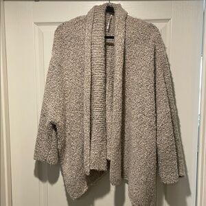 Free People Boucle Shawl Blanket Cardigan in Beige Marble